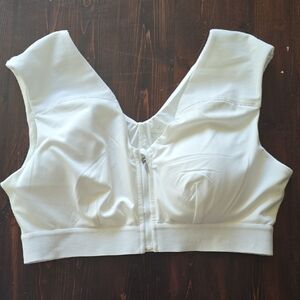 Tommie Copper White Zip-Front Compression Sport Bra - Size XL